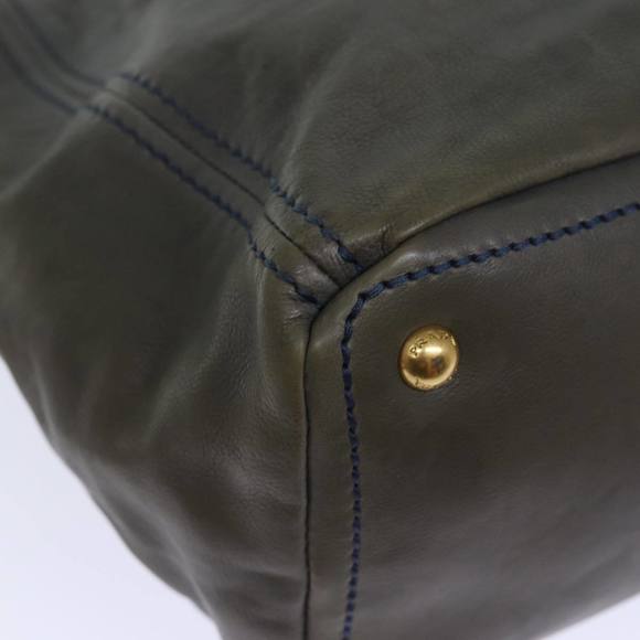 PRADA Hand Bag Leather Gray Auth yk12403 - Picture 15 of 16